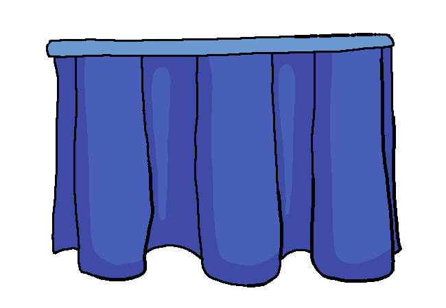 An image of blue curtains.